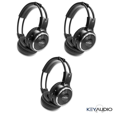 3 Pack of Two Channel Folding Adjustable Universal Rear Entertainment System Infrared Headphones With 3 48