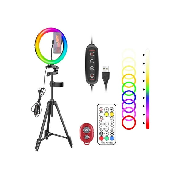 Neewer 10” RGB Selfie Ring Light Video Light with Tripod Stand & Remote Control