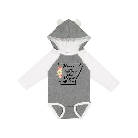 

Inktastic Arkansas Home Where the Heart is with Watercolor Floral Gift Baby Boy or Baby Girl Long Sleeve Bodysuit