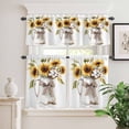thumbnail image 2 of 3 Piece Kitchen Curtains and Valances Set Sunflower Cafe Curtains 24 Inch Length Botanical Garden Florals Cottagecore Plant Valance & Tier Curtain for Living Room Bedroom Window 54"x18"+27"x24"*2, 2 of 6