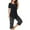 Black #02, variant on Busydd Womens Pajama Sets Fashion Loose Comfort Nightgowns for Women Casual Round Neck Solid Color Short Sleeve Pleated Button Up Tee Tops and Knee Length Striped Pants with Pockets