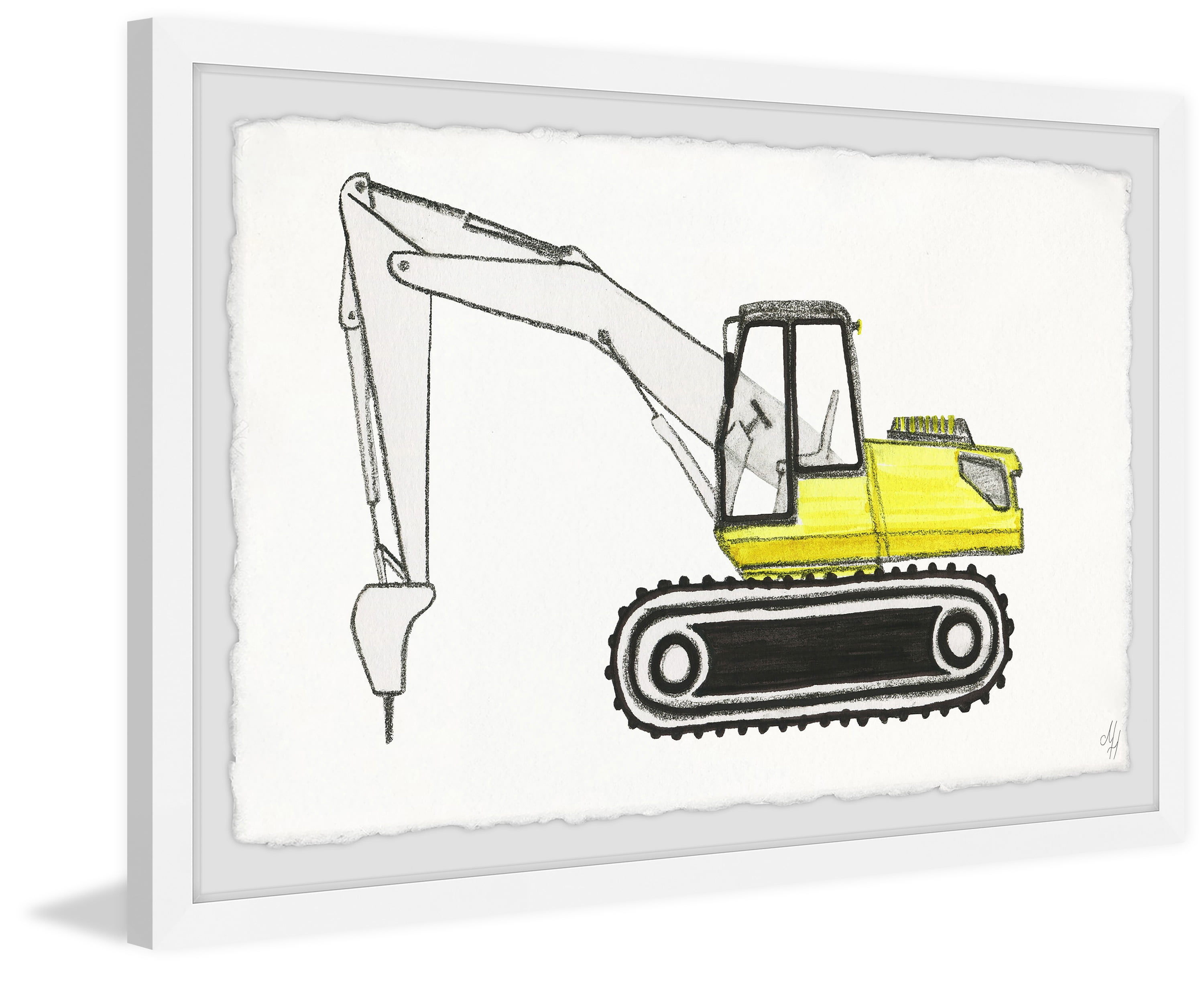 Marmont Hill Jackhammer Truck Framed Wall Art, 12.00" x 1.50"