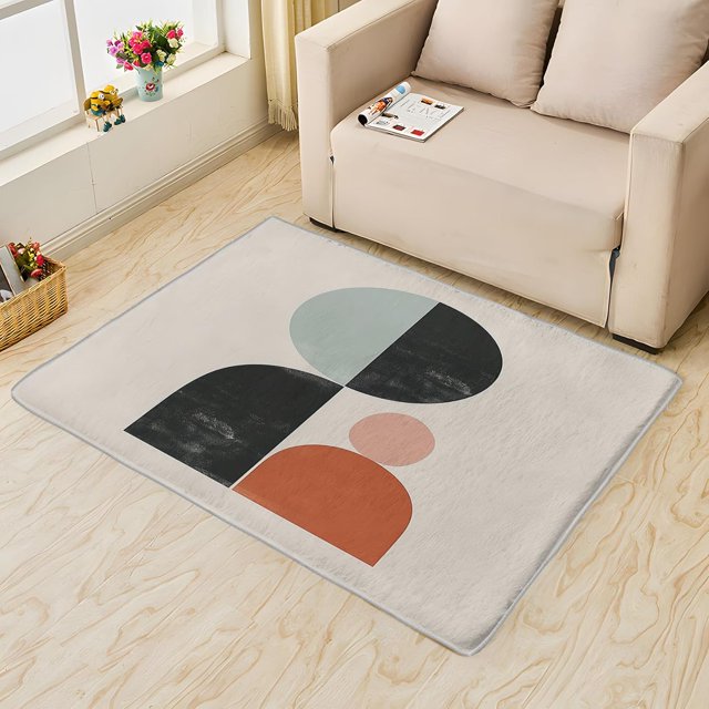 Minimalist Geometric Area Rugs, Geometric Tribal Rugs 4x6 Living Room, Carpet Soft Non Slip Washable, Abstract Carpets for Bedroom, with Non Slip Backing Washable Fluffy Super Soft Indoor Rugs
