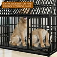 thumbnail image 6 of Pefilos 54" Large Dog Cage for Indoor Heavy Duty Metal Dog Crate Kennel with 4 Universal Wheels, Openable Pointed Top and Front Door, Black, 6 of 9