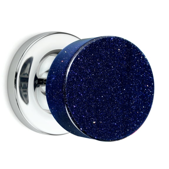 Privacy Round Blue Goldstone Door Knobs Polished Chrome Round Rosette