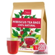 TeeLux Hibiscus Tea Bags, Natural, Caffeine Free, Refreshing Tart Flavor, Hot & Iced Tea, 100 Count