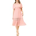 thumbnail image 2 of INSPIRE CHIC Women's Dress Flutter Sleeve Off The Shoulder Ruffle Lace Insert Maxi Dresses M Light Pink, 2 of 7