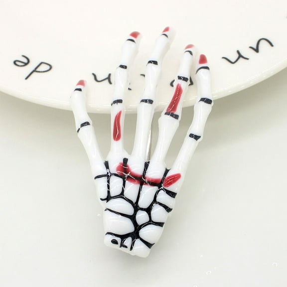 TEHAUX 8pcs Halloween Skeleton Claw Hair Clip Hand Bone Shape Hair Clip Hairpin Hair Accessories White Style