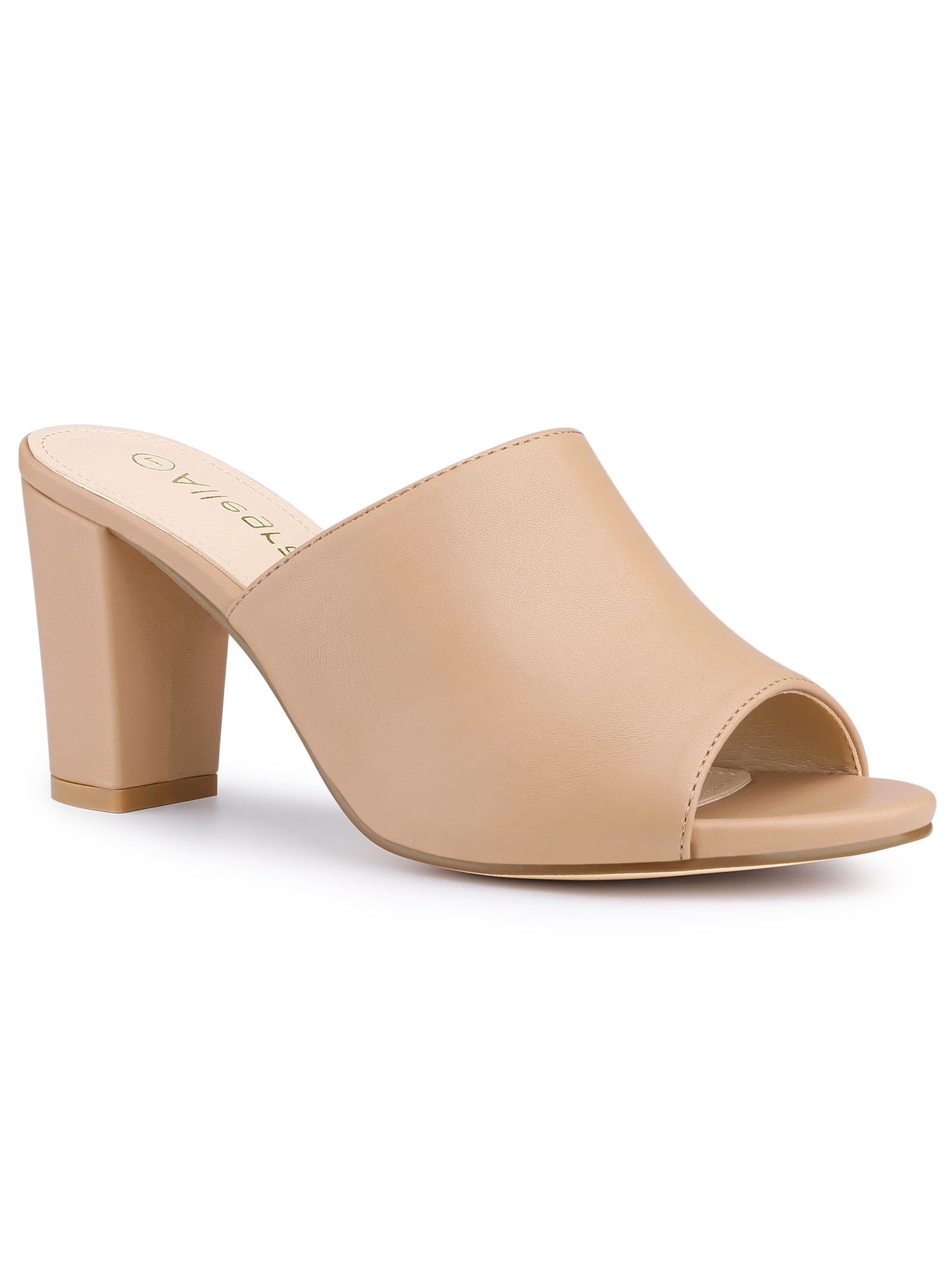 Unique Bargains Women's Slip on Block Heel Slide Sandals - Walmart.com