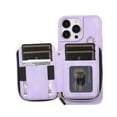 thumbnail image 2 of ELEHOLD for iPhone 13 Pro Max 6.7 inch Luxury Zipper Wallet Case with Card Slots Zipper Pocket Kickstand Function Wriststrap Crossbody Shoulder Strap Shockproof Purse Case,Purple, 2 of 7
