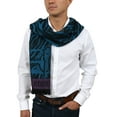 thumbnail image 3 of Roberto Cavalli ESZ057 04505 Turquoise Wool Blend Tiger Print Mens Scarf for mens, 3 of 5