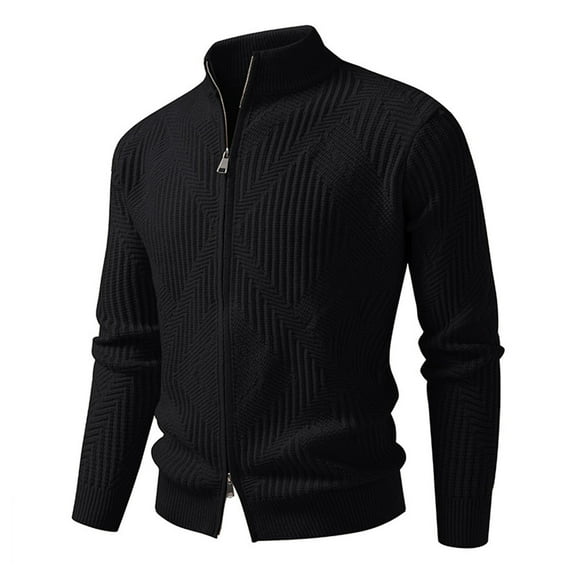 gbyLJF Men's Sweaters Cardigan Solid Color Long Sleeve Full Zip Knitted Jackets Soft Comfoy Casual Textured Coats for Men