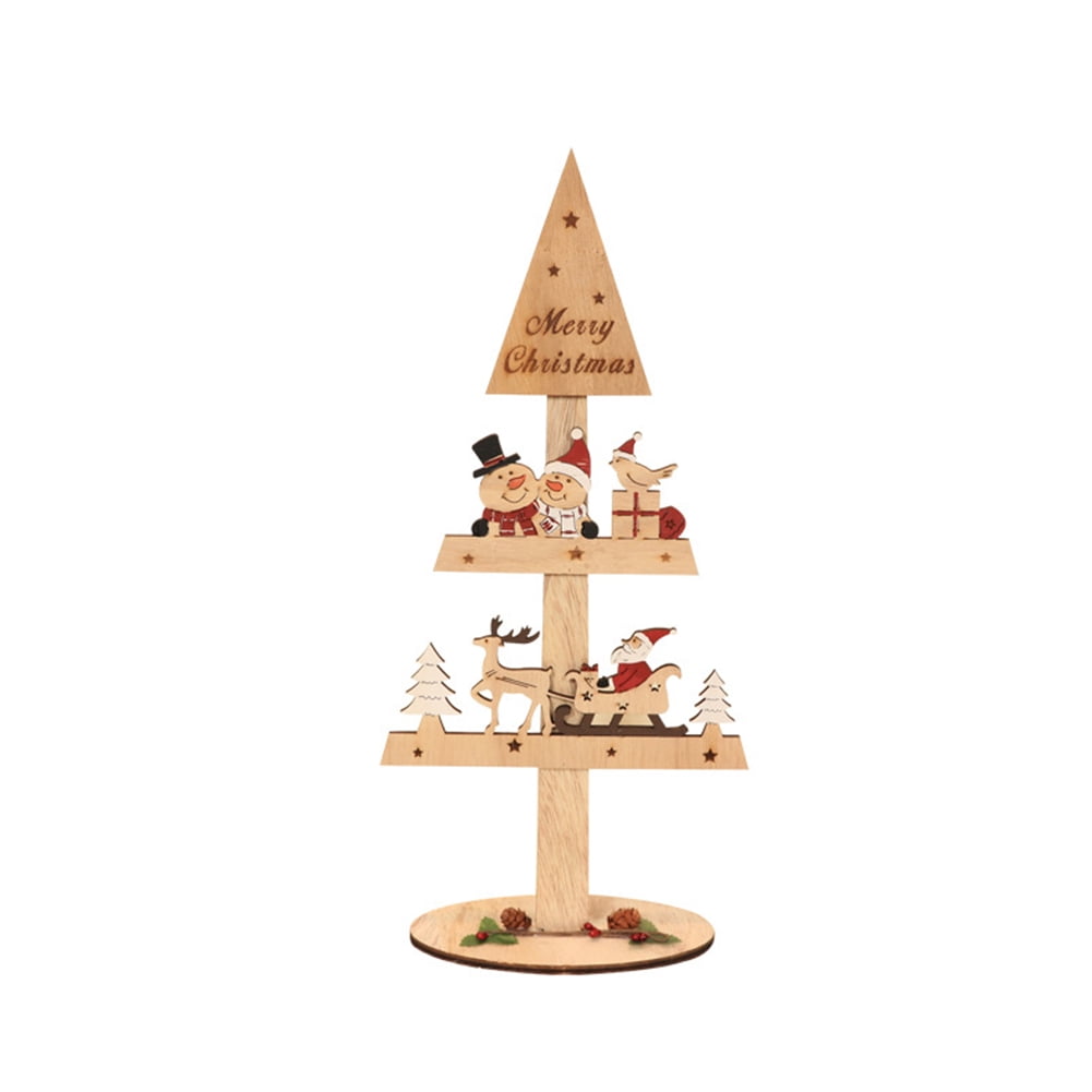 Wooden Tabletop Christmas Tree, Standing Wooden Slat Tree for Xmas