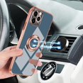 thumbnail image 3 of Compatible with Rose Gold iPhone 14 Pro Max Case for Women Girls Kickstand Ring Holder 360 TPU Rotation Ring Case with Stand Plating Edge Work with Magnetic Mount Slim Luxury Case, Gray, 3 of 8