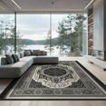 thumbnail image 2 of ODIKA 8'x10' Washable Area Rug Foyer Ornamental Boho Delicate Repeating Bands Entryway Beige for Dining Room, Large Office, Lounge, Non-Slip Chair-Friendly Mat, 2 of 7