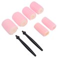 thumbnail image 3 of Juego de rulos para el cabello, rizador de flecos autoadhesivo, herramienta de peinado para rizar el cabello de plástico, color rosa, 3 of 8