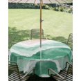 thumbnail image 2 of Sage Green Waves Coastal Outdoor Tablecloth with Umbrella Hole, Green Ombre Summer Beach Oceans Spillproof Waterproof Outdoor Table Cover, Patio Tablecloths for Party/Garden/Picnic, Round 54 inch, 2 of 9