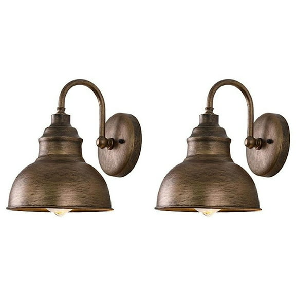 2X Vintage Wall Sconce Gooseneck Barn Flat Light Industrial Vintage Farmhouse Wall Sconce Outdoor Waterproof (Bronze)