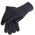 thumbnail image 2 of 1 par de guantes de pantalla táctil para hombre, guantes de felpa gruesos, guantes de invierno para dedos, negro, 2 of 4