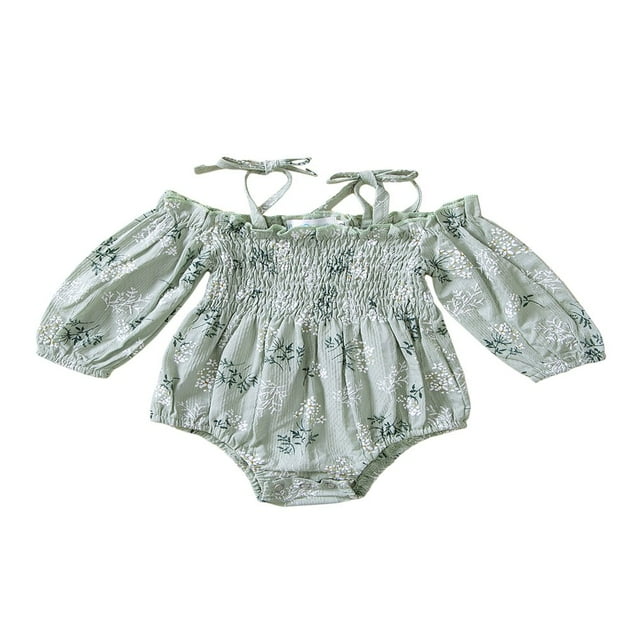 Barboteuse Bébé Imprimé Floral Manches 3/4 Design Attaches Doubles Bretelles Fermeture à Pression Mignonne Combinaison