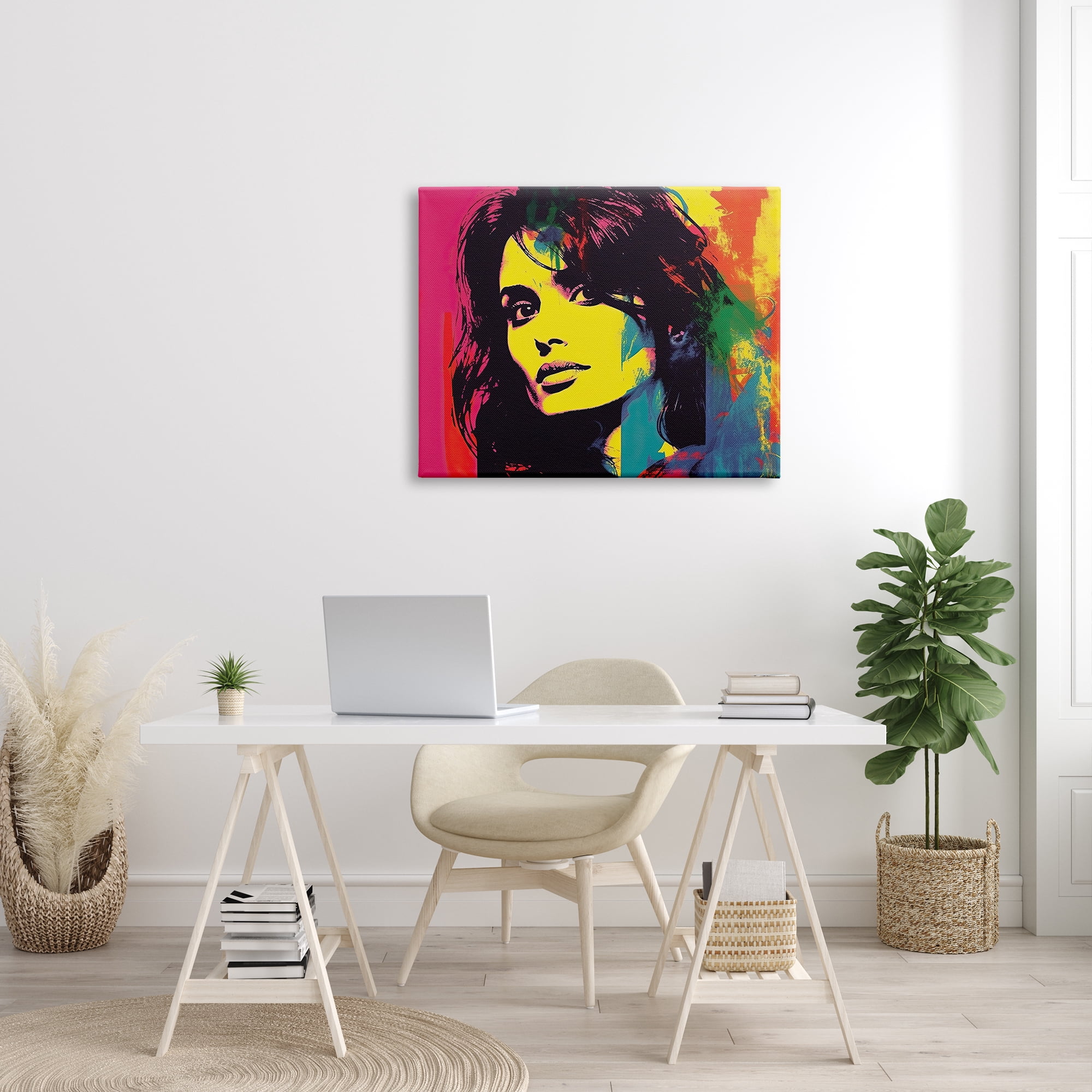 Stupell Industries Penelope Cruz Portrait Abstract Painting Gallery Wrapped Canvas Print Wall Art, 40 x 30