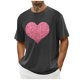 thumbnail image 1 of Tops para hombre, blusas y camisas de cuello redondo y manga corta para hombre. Camiseta/camisa informal de cuello redondo y manga corta con estampado de corazones para hombre. Tops de poliéster para, 1 of 4