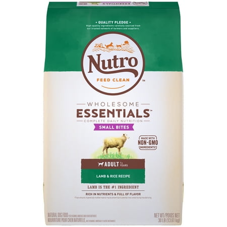 NUTRO WHOLESOME ESSENTIALS Natural Adult Dry Dog Food Small Bites Lamb & Rice Recipe, 30 lb. Bag