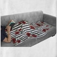 thumbnail image 6 of Watercolor Soft Flannel Fleece Blanket, Rose Pattern with Vertical Stripes Pattern Romantic Valentines Day, Cozy Plush for Indoor and Outdoor Use, 60" x 80", Ruby Reseda Green Black, by Ambesonne, 6 of 6
