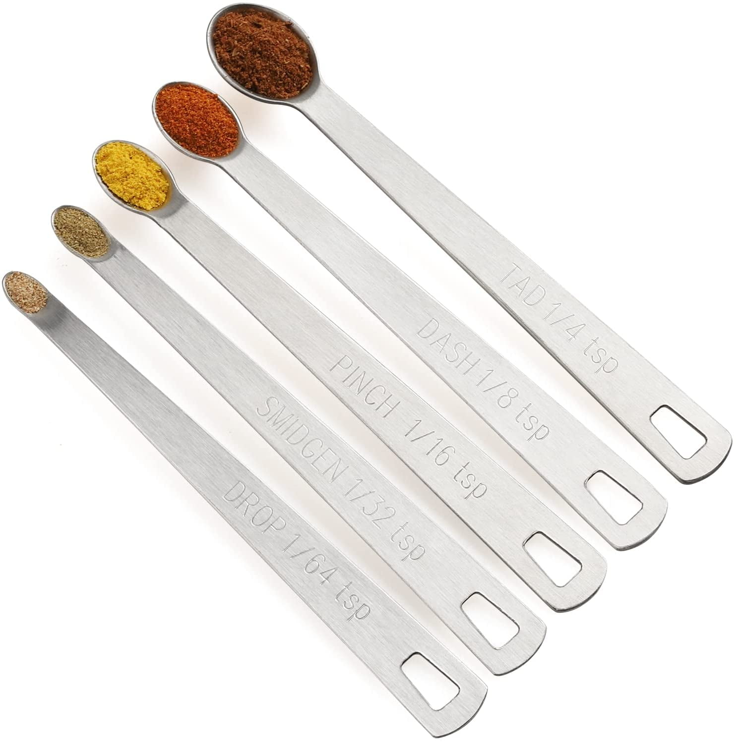 Mini Measuring Spoons 5 Piece Set, Stainless Steel Small Measuring Spoons  Tad 1/4 tsp, Dash 1/8 tsp, Pinch 1/16 tsp, Smidgen 1/32 tsp, Drop 1/64 tsp