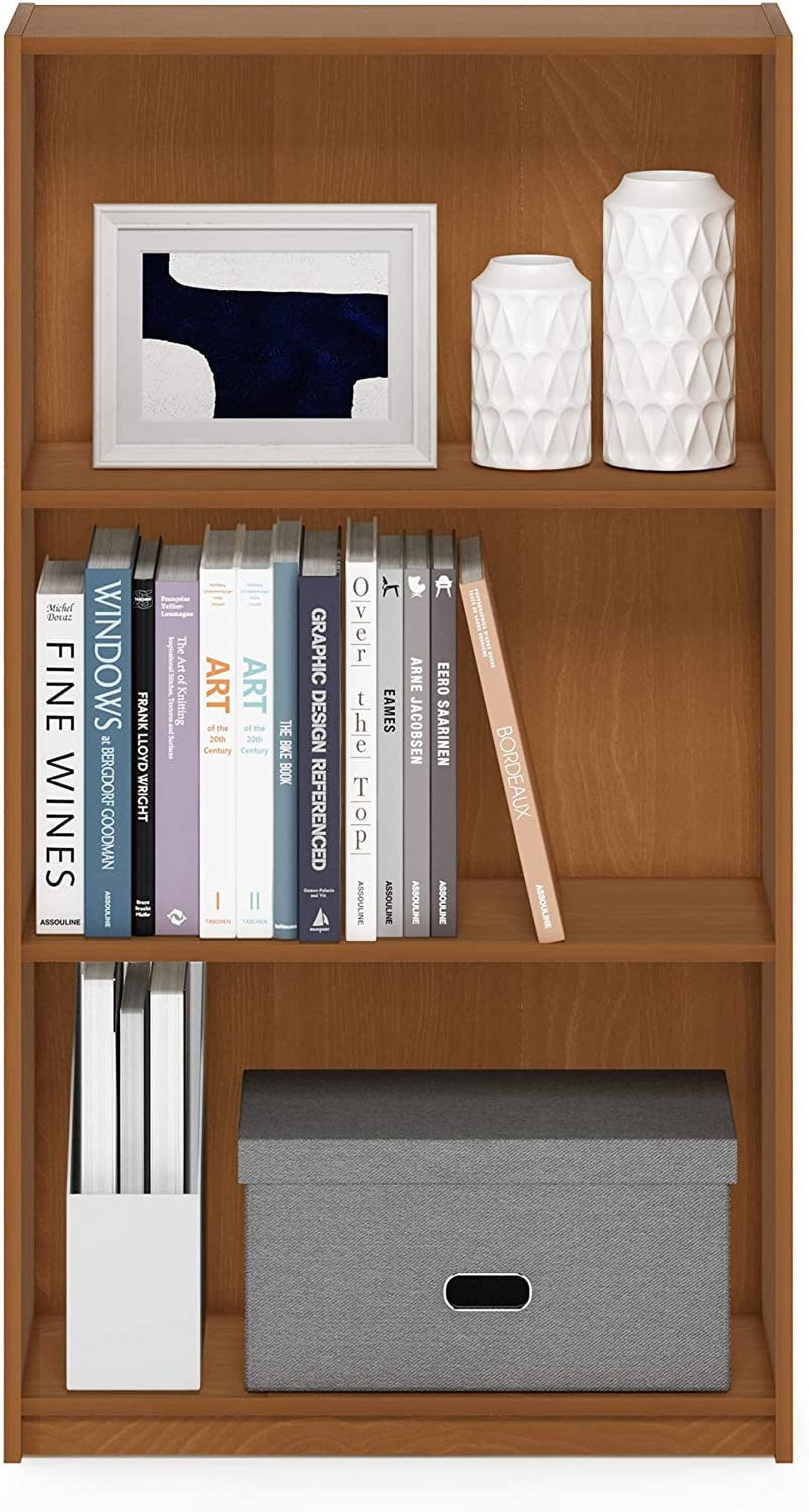 Furinno Basic 3-Tier Bookcase Storage Shelves, Natural Oak