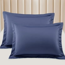 PiccoCasa Satin Pillowcase Pillow Shams Set of 2 Silky Sateen Pillow Cases Covers King Navy