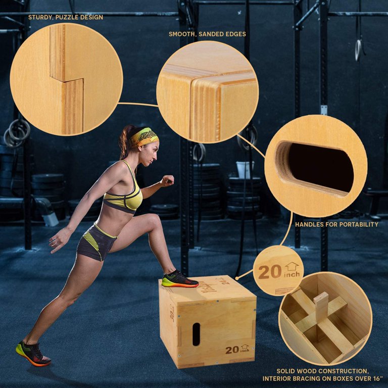 Yes4All Wooden Plyo Box, Holds Up to 450lbs, Versatile Plyometric