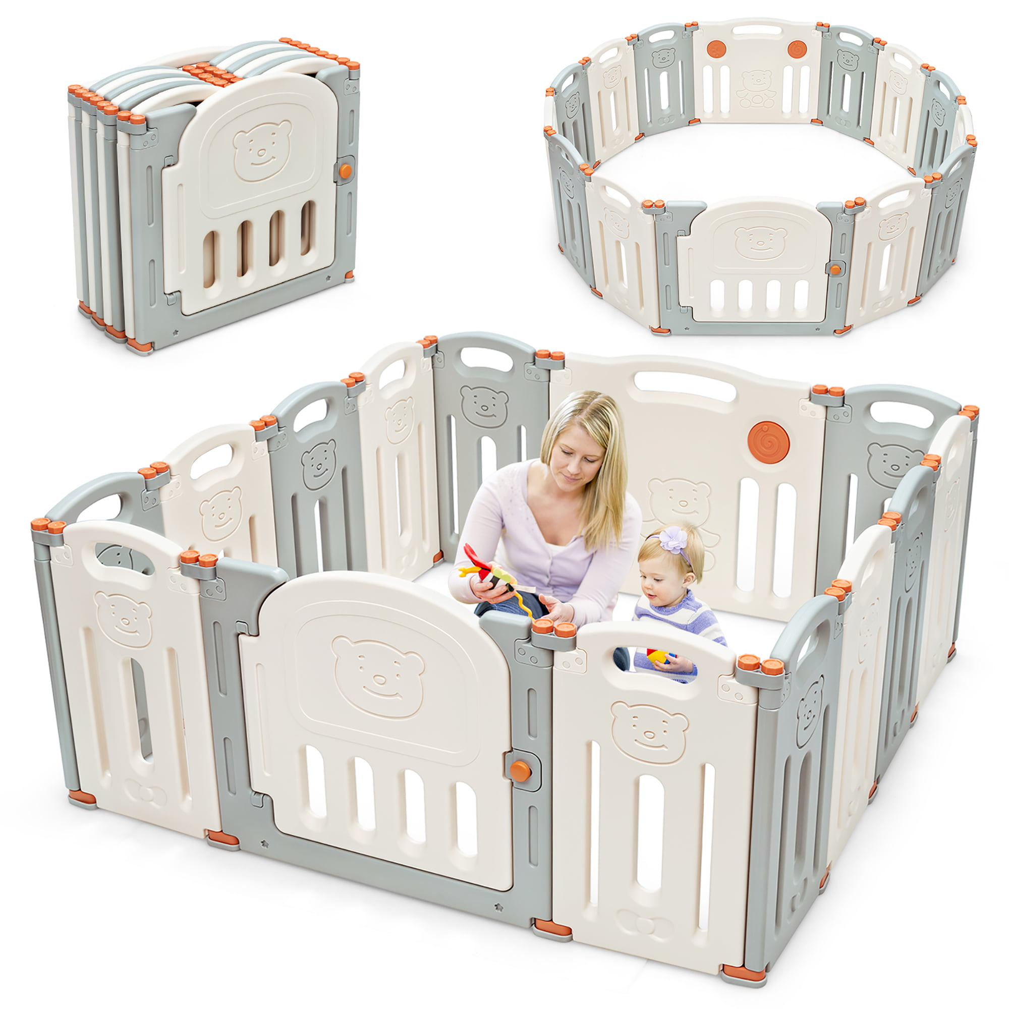 12 Panels Baby Playpen Toddler Safety Adjustable Fence Infant Play Center Yard 