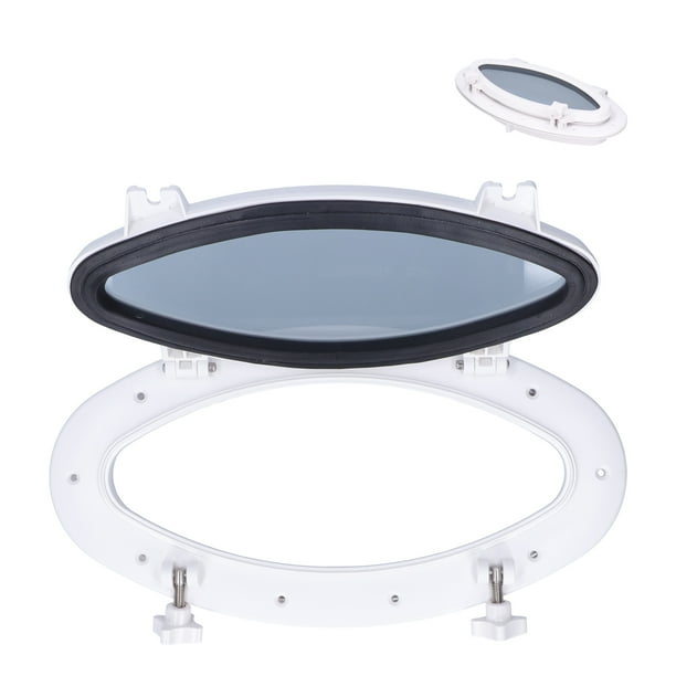 Ojo de Buey para Barco, 4 Mm/0,2 Pulgadas de Grosor de Vidrio Templado, Portilla Ovalada Blanca, Reemplazo de Ventana de Apertura de Vidrio Templado para Barco Marino, Yate, Caravana, 16 X 8?5/8 Pulga Khall 1.61921E+12