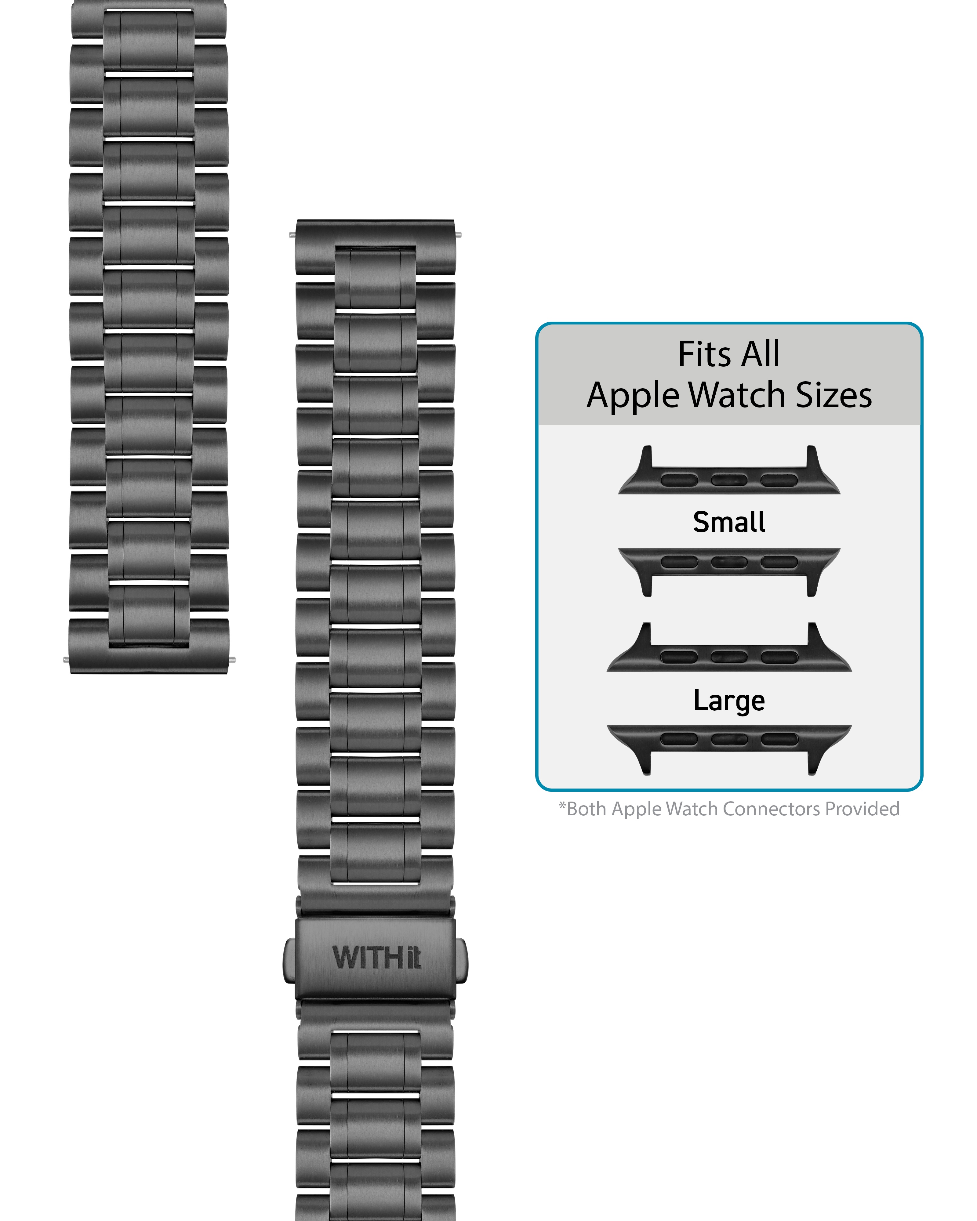WITHit Stainless Steel Link Band for Apple Watch, Black photo 2