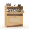 thumbnail image 7 of TROPOW Rattan Shoe Storage Cabinet with Flip Drawers, Free Standing Narrow Shoe Organizer Cabinet with Rattan Doors, Wooden Shoe Rackf for Entryway, 7 of 7