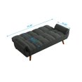 thumbnail image 7 of 76" Linen Futon Sofa Bed with Adjustable Backrest, Upholstered Loveseat Couch with Solid Wood Legs and 2 Pillows, Convertible Sleeper Sofa for Small Space Living Room Bedroom Office, Dark Grey, 7 of 7