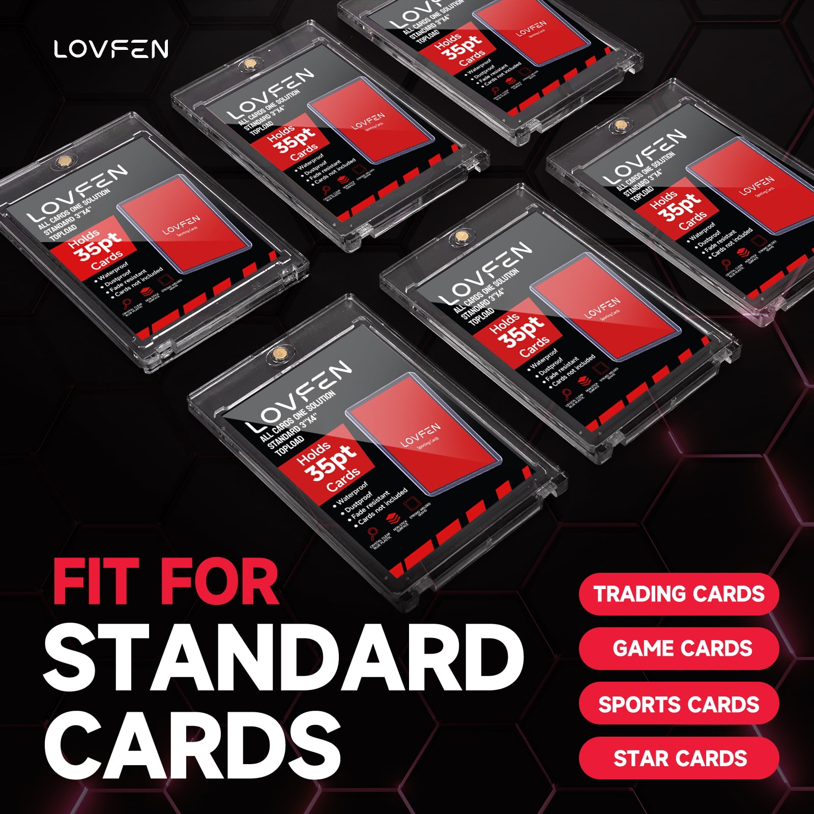 LOVFE 200ct Magnetic Card Holder for Trading Cards, 35pt One Touch Card Holder, Card Protectors Hard Plastic, Magnetic Card Case for Sports Card, Baseball Card Holders, Display Case for Standard Card