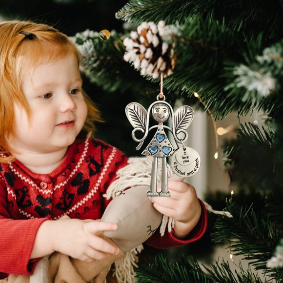 Christmas Decorations Christmas Tree Angel Ornament Pendant Alloy Engraved Blessings Love Keytag Christmas Gift (1Pc)
