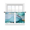 thumbnail image 2 of Sheer Curtains 54 Inches Long, Turquoise Marble Light Filtering Window Curtains for Living Room, Abstract Green Modern Luxury Cracks Rod Pocket Voile Sheer Curtain Drapes, 52"W x 54"L, 2 Panels, 2 of 8