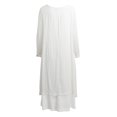 thumbnail image 4 of Vestido largo bohemio de lino y algodón para mujer, liso, con bolsillos, manga larga, cuello en V, plisado, largo, con capas, informal, talla grande, 4 of 7