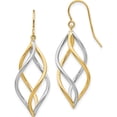 thumbnail image 1 of 14K Two-Tone Twisted Polished Dangle Shepherd Hook Earrings (39.75 X 12.5) Made In Turkey tl1146, 1 of 5