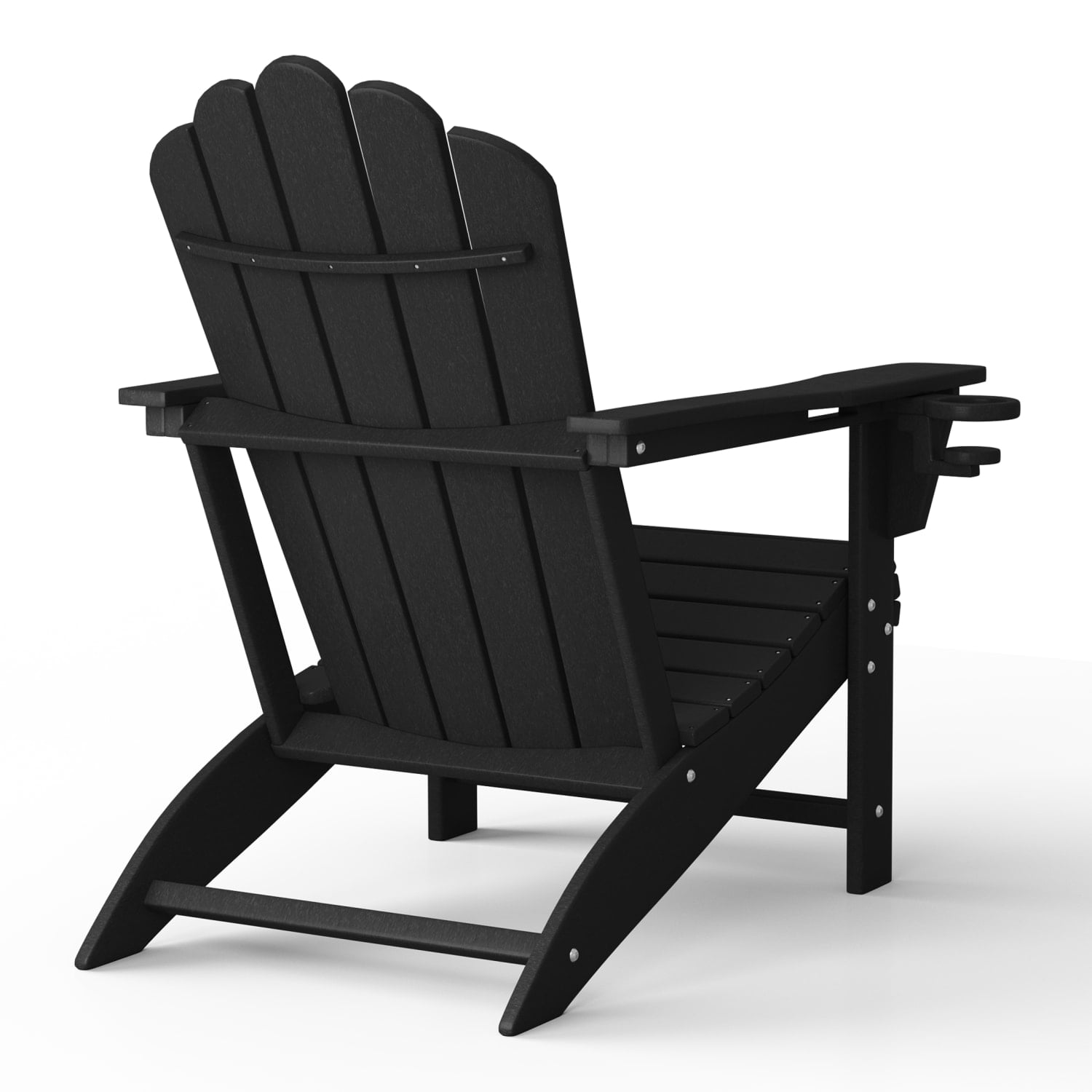 WestinTrends Highland Outdoor Patio HDPE Adirondack Chairs With Cup Holders (Set of 4), Black