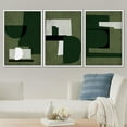thumbnail image 2 of PixonSign Framed Canvas Print Wall Art Set Green White Geometric Mid-Century Figures Abstract Shapes Illustrations Modern Art Boho Decorative for Living Room, Bedroom, Office - 16"x24"x3 WHITE, 2 of 5