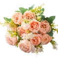 thumbnail image 2 of Artificial Peony Flower Bouquet for Wedding Table Centerpiece,Lifelike Faux Peonies Roses for Home Decor,Elegant Floral Arrangement,Champagne,1 Bundle, 2 of 10