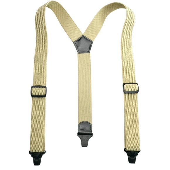 MELOTOUGH Men's Fully Elastic 3.8 cm Khaki Airport Suspenders With No Buzz Plastic Clip For Airport