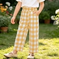 thumbnail image 4 of Zpanxa Girls Buffalo Plaid Wide Leg Pants Elastic Waistband Loose Fit Trendy Casual Trousers with Pockets for School Pants for Girls, 4 of 8