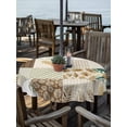 thumbnail image 3 of Outdoor Tablecloth with Umbrella Hole Zipper Tropical Plants Plaid Round Tablecloth 60" Waterproof Outside Table Cloth Summer Palm Leaf Checkered Brown Patio Table Cover Tablecloths for Picnic Party, 3 of 8
