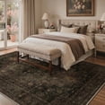 thumbnail image 3 of KUETH Modern 9x12 Area Rugs for Living Room, Non Slip Machine Washable Retro Rugs, Low Pile Chenille Print Rug for Bedroom, Dining Room, Home Office, Charcoal Brown, 3 of 9