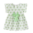 thumbnail image 1 of Coerni Robe Imprimée Cœur Mignonne pour Filles Été Manches Courtes à Volants Robe de Fête d'Anniversaire Col Rond Robe Décontractée avec Nœud, 1 of 8